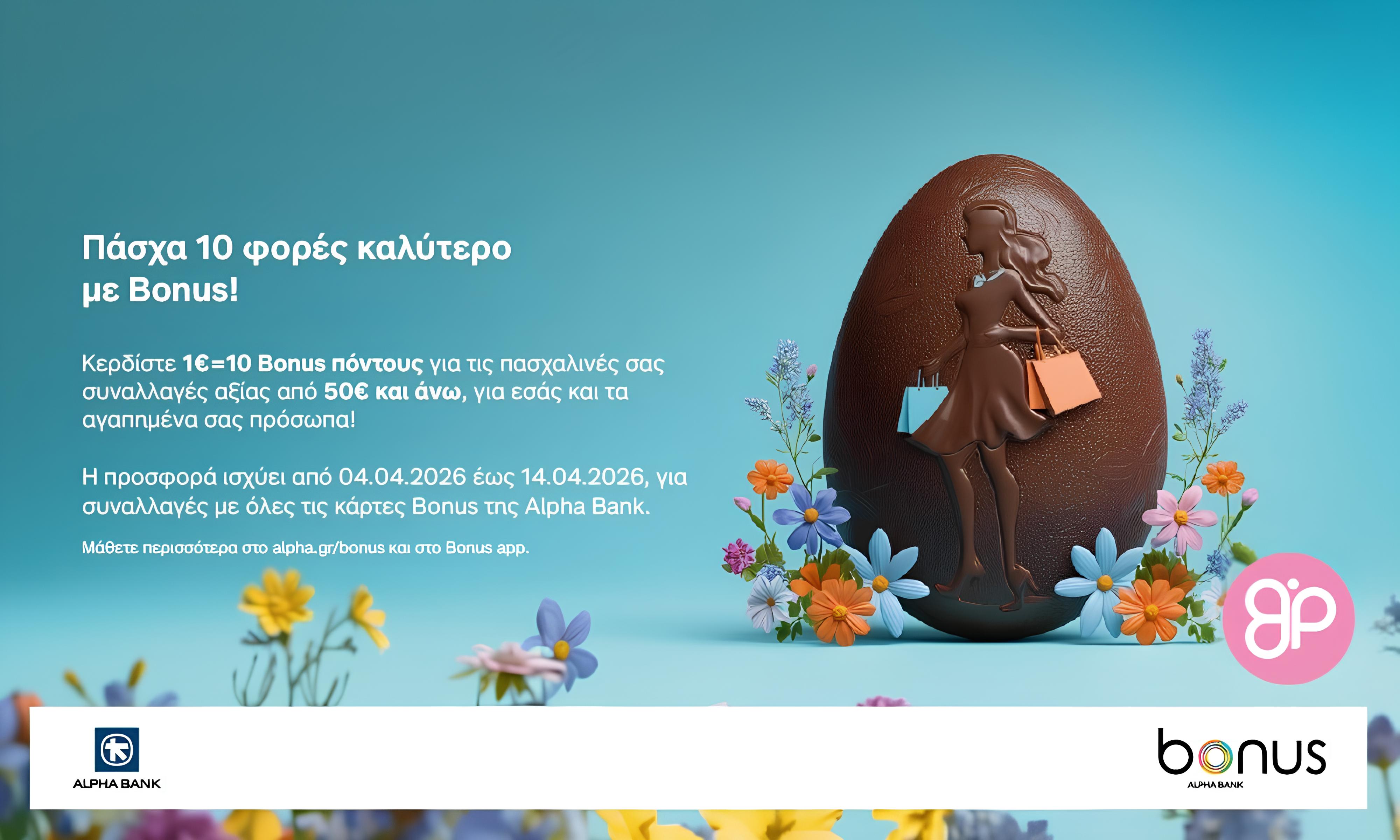 Πασχαλινό αυγό σοκολάτας με δώρο κάρτα Alpha Bonus Easter προσφορά BeautyPrincess