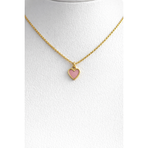 BP JEWELS – Χρυσό Κολιέ με Ροζ Καρδιά