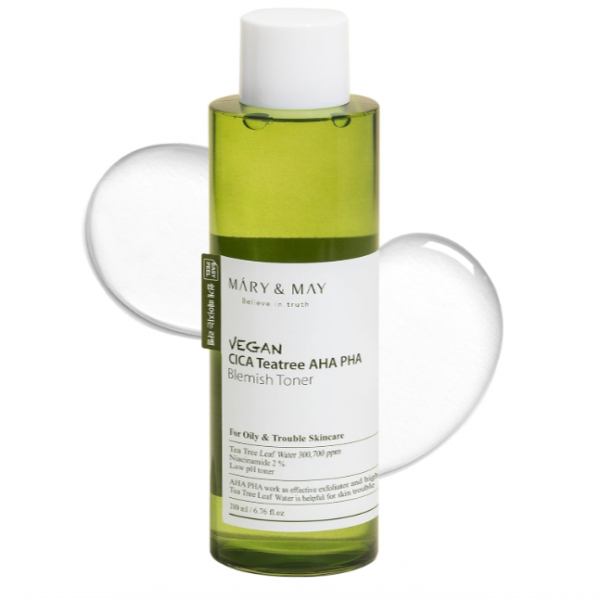 Mary & May Vegan Cica Tea Tree AHA PHA Blemish Toner 200ml